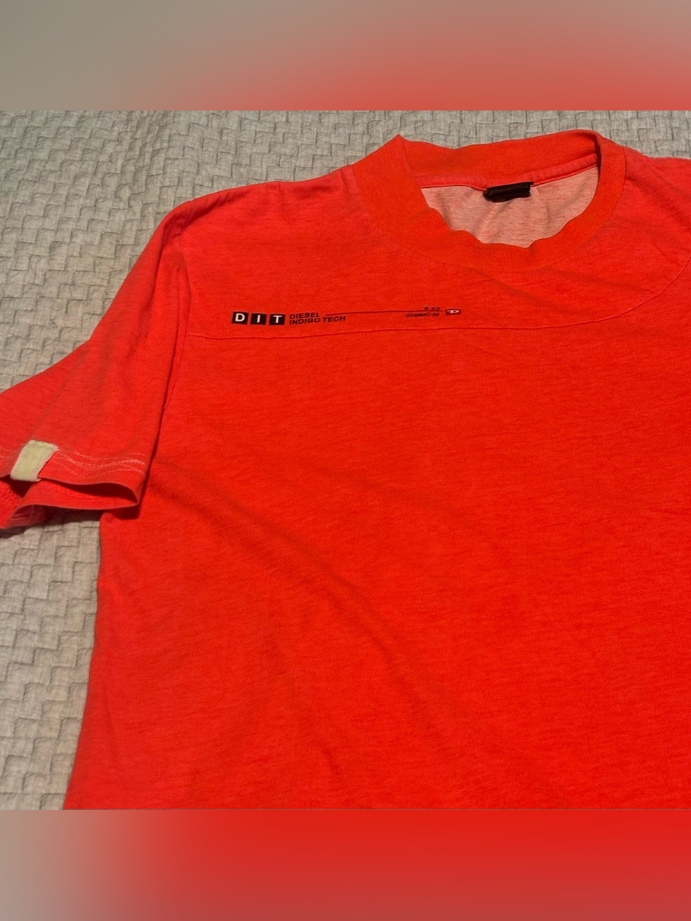 Y2K Diesel Indigo Tech Orange T-Shirt Size Large